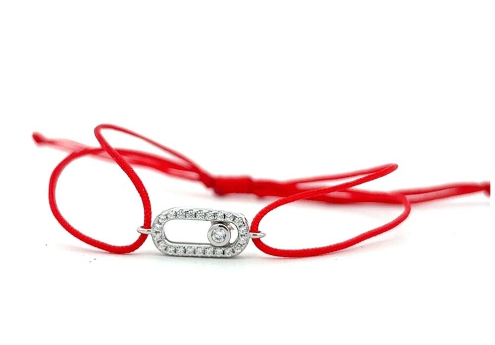 Red String Bracelet 925 Sterling Silver CZ Adjustable Bracelet